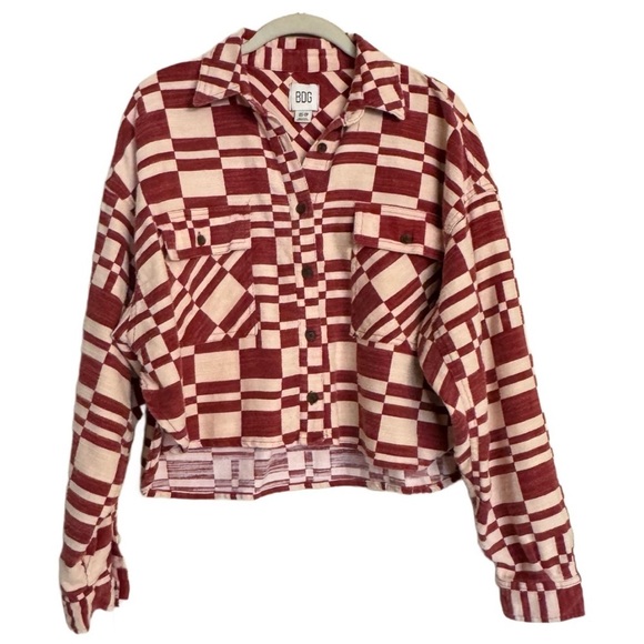 Urban Outfitters Tops - Urban Outfitters BDG Caleb Crop Flannel Shirt Jacket Sz XS Red White Cotton